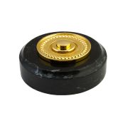 Bouton sonnette filaire rond en marbre noir collerette perlée laiton - Sonnette déco