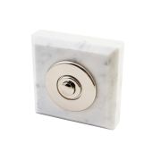 Sonnette déco filaire carrée/collerette/marbre blanc/bouton chrome - Sonnette déco