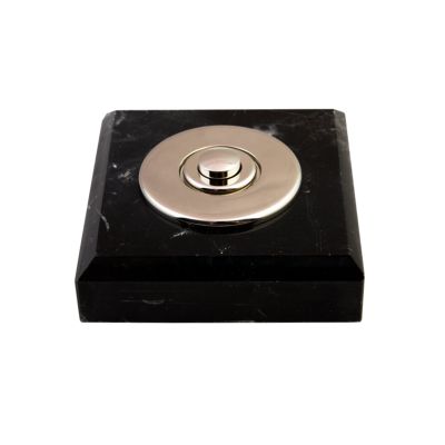 Sonnette déco filaire carrée/collerette/marbre noir/bouton chrome - Sonnette déco