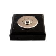 Sonnette déco filaire carrée/collerette/marbre noir/bouton chrome - Sonnette déco