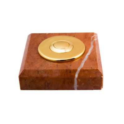 Sonnette déco filaire carrée/collerette/marbre rouge/bouton laiton - Sonnette déco