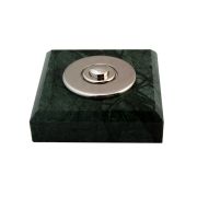 Sonnette déco filaire carrée/collerette/marbre vert/bouton chrome - Sonnette déco