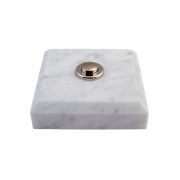 Sonnette déco filaire carrée/marbre blanc/bouton chrome - Sonnette déco