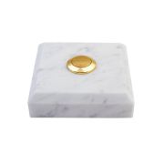 Sonnette déco filaire carrée/marbre blanc/bouton laiton - Sonnette déco