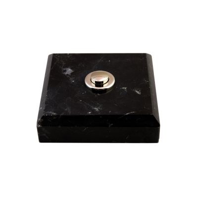Sonnette déco filaire carrée/marbre noir/bouton chrome - Sonnette déco