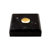 Sonnette déco filaire carrée/marbre noir/bouton laiton - Sonnette déco