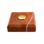 Sonnette déco filaire carrée/marbre rouge/bouton laiton - Sonnette déco