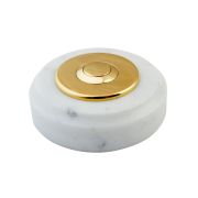 Sonnette déco filaire ronde/collerette/marbre blanc/bouton laiton - Sonnette déco