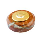 Sonnette déco filaire ronde/collerette/marbre rouge/bouton laiton - Sonnette déco