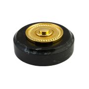Sonnette déco filaire ronde/collerette perlée/marbre noir/bouton laiton - Sonnette déco