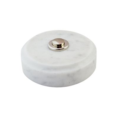 Sonnette déco filaire ronde/marbre blanc/bouton chrome - Sonnette déco