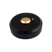 Sonnette déco filaire ronde/marbre noir/bouton laiton - Sonnette déco