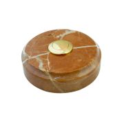 Sonnette déco filaire ronde/marbre rouge/bouton laiton - Sonnette déco