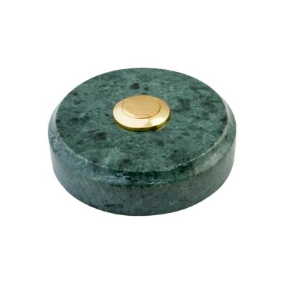 Sonnette déco filaire ronde/marbre vert/bouton laiton - Sonnette déco