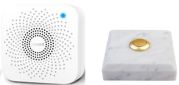 Sonnette déco sans fil carrée/marbre blanc/bouton laiton - Sonnette déco