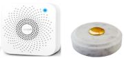 Sonnette déco sans fil ronde/marbre blanc/bouton laiton - Sonnette déco
