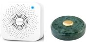 Sonnette déco sans fil ronde/marbre vert/bouton laiton - Sonnette déco