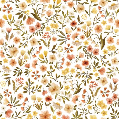 Papier peint Felidae motif fleurs jaune Rouleau 10m - LILIPINSO