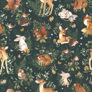 Papier peint Forest motif animaux de la forêt vert Rouleau 10m - LILIPINSO