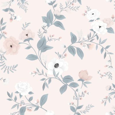 Papier peint Grace motif rosier rose Rouleau 10m - LILIPINSO