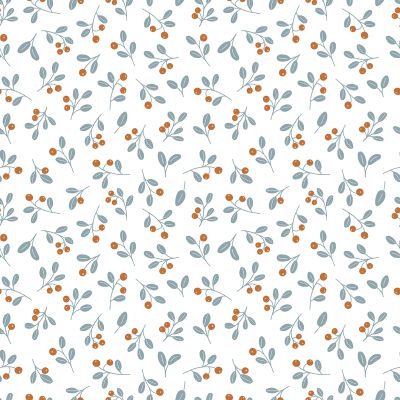 Papier peint Jöro motif baie et feuille blanc Rouleau 10m - LILIPINSO