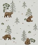 Papier peint Kharu motif ours et montagne vert Rouleau 10m - LILIPINSO