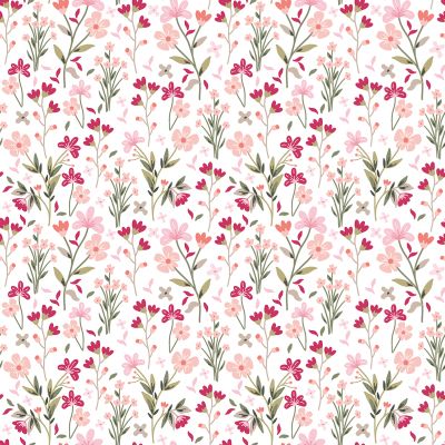 Papier peint Magenta motif jardin d'été rose Rouleau 10m - LILIPINSO