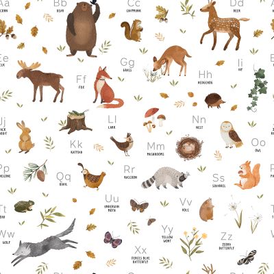 Papier peint Norwood motif abécédaire forêt multicolore Rouleau 10m - LILIPINSO