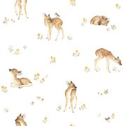 Papier peint Oh deer motif faons blanc Rouleau 10m - LILIPINSO