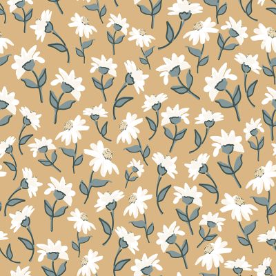 Papier peint Picnic day motif marguerites moutarde Rouleau 10m - LILIPINSO