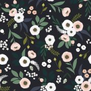 Papier peint Wonderland motif fleurs d'anémones noir Rouleau 10m - LILIPINSO