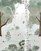 Papier peint panoramique Kharu motif forêt vert 200x248cm - LILIPINSO