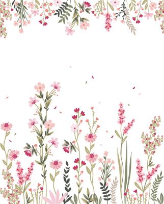 Papier peint panoramique Magenta motif champs de fleurs rose 200x248cm - LILIPINSO