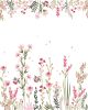 Papier peint panoramique Magenta motif champs de fleurs rose