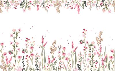 Papier peint panoramique Magenta motif champs de fleurs rose 400x248cm - LILIPINSO