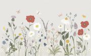 Papier peint panoramique Wildflowers motif champ de fleurs gris 400x248cm - LILIPINSO