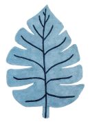 Tapis enfant Tanzania coton feuilles de monstera bleu 105x150 - LILIPINSO