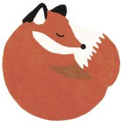 Tapis enfant rond M. fox coton renard orange Ø100 - LILIPINSO