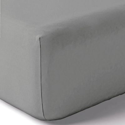 Drap housse coton gris clair 140x190 - CALITEX