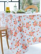 Nappe Hibiscus toile cirée Corail ronde Ø140 - CALITEX