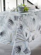 Nappe Jaipur toile cirée Vert ronde Ø140 - CALITEX