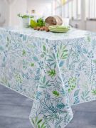 Nappe Laurier toile cirée Vert ronde Ø140 - CALITEX