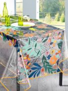 Nappe Matisse PVC Transparent/multicolore ronde Ø140 - CALITEX