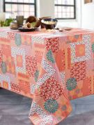 Nappe Palm Ethnic toile cirée Orange ronde Ø140 - CALITEX