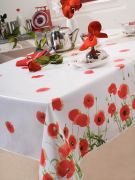 Nappe Red Poppy toile cirée Rouge 140x200 - CALITEX