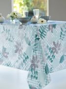 Nappe Vegetalmix toile cirée Aqua ronde Ø140 - CALITEX