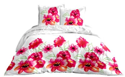 Parure de lit Camélia 2 taies carrées + housse couette 260x240 - CALITEX