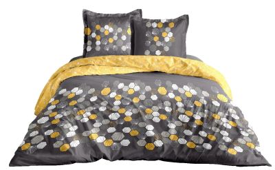 Parure de lit Octogone 2 taies carrées + housse couette 260x240 - CALITEX