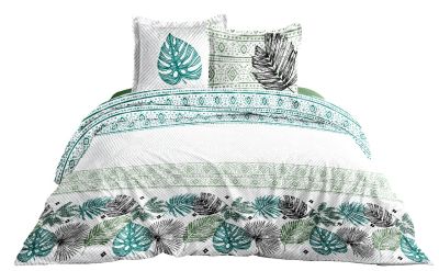 Parure de lit Tropical Ethnic 2 taies carrées + housse couette 260x240 - CALITEX