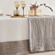 Chemin de table Athénas taffetas froissé polyester argent 50x170 - NYDEL
